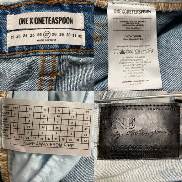 One Teaspoon Awesome Baggies Jeans Size 27 Relaxed Distressed Ripped Destroyed - Picture 11 of 16